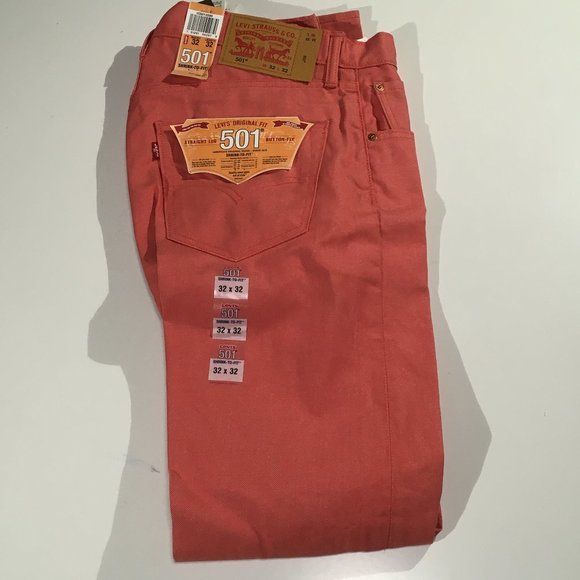 LEVI’S 501 Original Raw Unwashed Denim Jeans Men's Size 32 x 32 Salmon NEW NWT - Picture 2 of 9